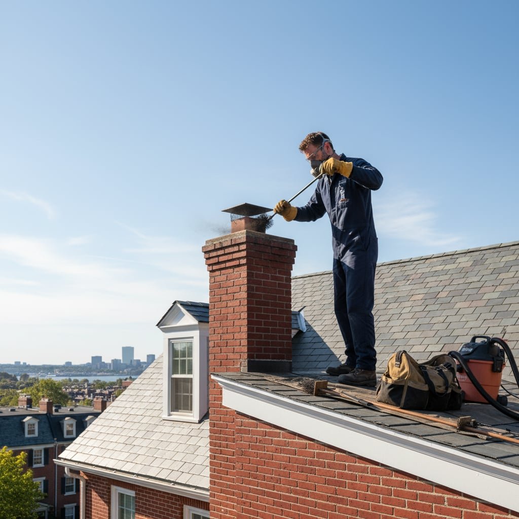 Ever Hearth Chimney Sweep team working on chimney